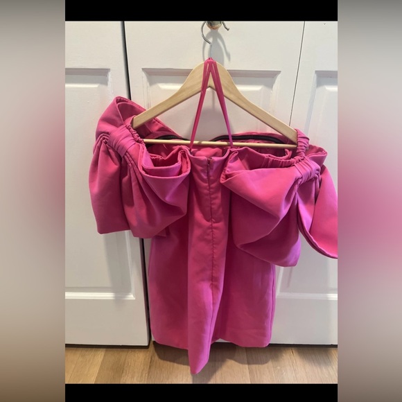 TOCCIN Design Collective Bow Sleeve Mini Dress Size 0 Pink Formal Cocktail - Picture 8 of 11